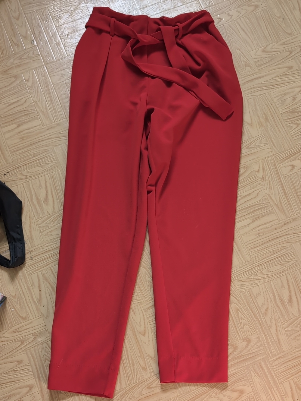 Trovaré Red Paperbag-Waist Tie Pants